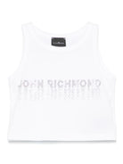 Top con strass per bambina John Richmond Junior bianco con orlo dritto RGP25204CN WHITE JOHN RICHMOND JUNIOR 