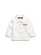 T-shirt per neonata Balmain Kids bianca con colletto stile polo BZ8330 Z3672 102NE BALMAIN KIDS 