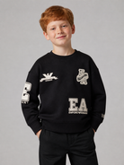Felpa per bambino Emporio Armani Kids nera con patch logo EB001389 AF10126 UB118 EMPORIO ARMANI KIDS 