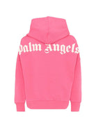 Felpa per bambina Palm Angels Kids rosa con logo sul davanti PGBB014S26FLE001 044 PALM ANGELS KIDS 