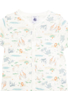 Tutina per neonato Petit Bateau bianca con stampa grafica animalier all-over A0FER 01 PETIT BATEAU KIDS 