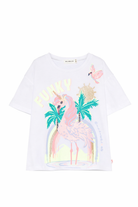 T-shirt per bambina Billieblush bianca con stampa fenicottero U21940 10P BILLIEBLUSH KIDS 