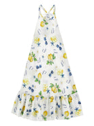 Abito per bambina Monnalisa bianco con stampa grafica limoni 19G913 7028 9914 MONNALISA KIDS 