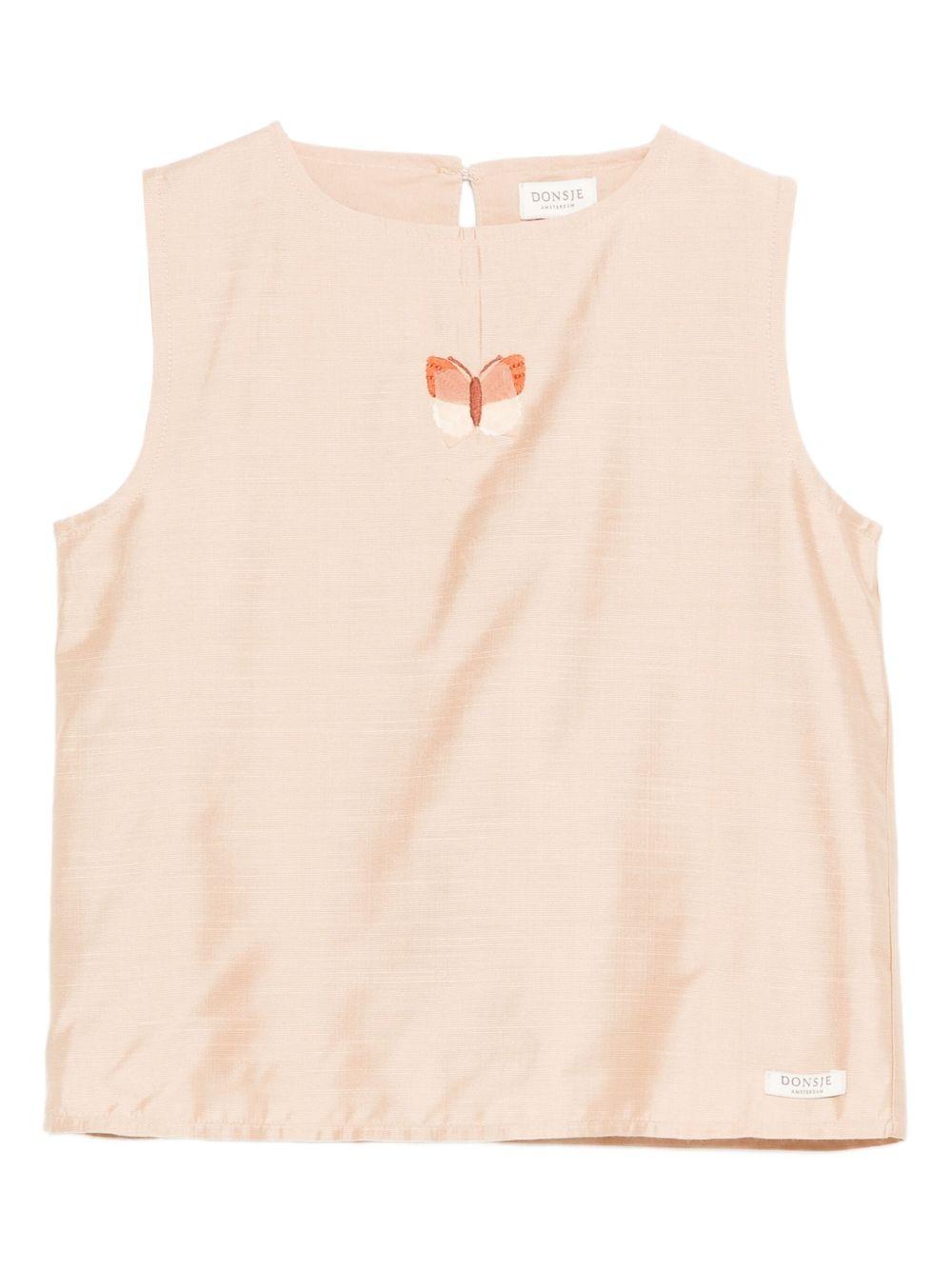 Top per bambina Donsje beige con decorazione a farfalla 4101301 00018 DONSJE 