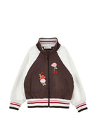 Felpa per bambina Monnalisa Kids marrone con ricamo a fiori sul davanti 19H801 8006 0006 MONNALISA KIDS 