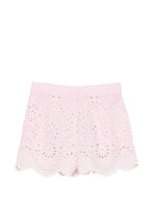 Shorts per bambina MC2 Saint Barth Kids rosa con ricamo floreale in broderie anglaise AMN0002 03034L MC2 ST. BARTH KIDS 