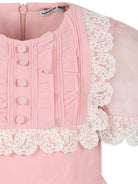 Abito in tulle con ruches per bambina Self-Portrait Kids rosa con bordo in pizzo RS25 793M P PINK SELF-PORTRAIT KIDS 