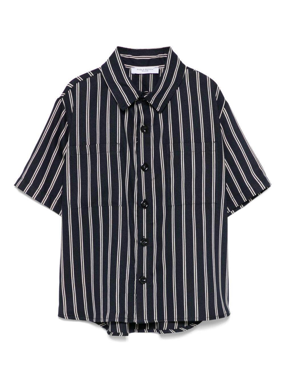 Camicia gessata per bambino Paolo Pecora Kids blu con colletto classico PP4028 BLU PAOLO PECORA KIDS 