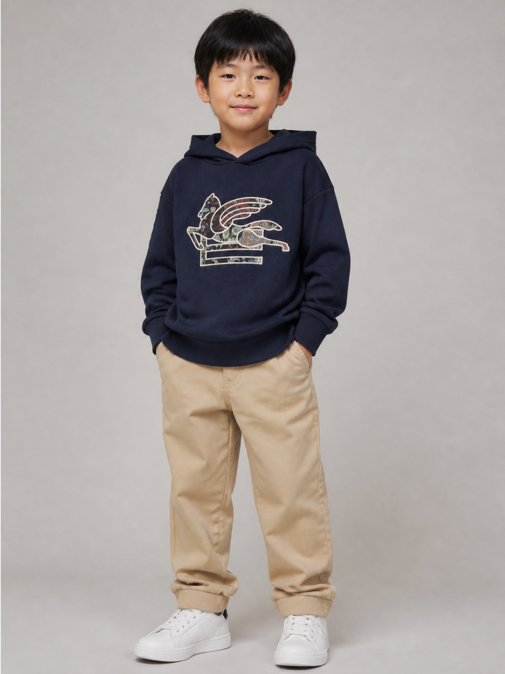 Felpa per bambino Etro Kids blu con toppa con motivo Pegaso GZ4P40 Z3183 617 ETRO KIDS 