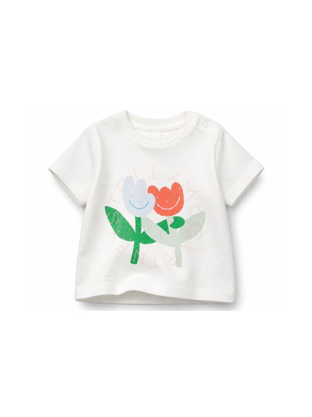 T-shirt per neonati Stella McCartney Kids bianca con stampa grafica TY8121 Z0434 101 STELLA McCARTNEY KIDS 