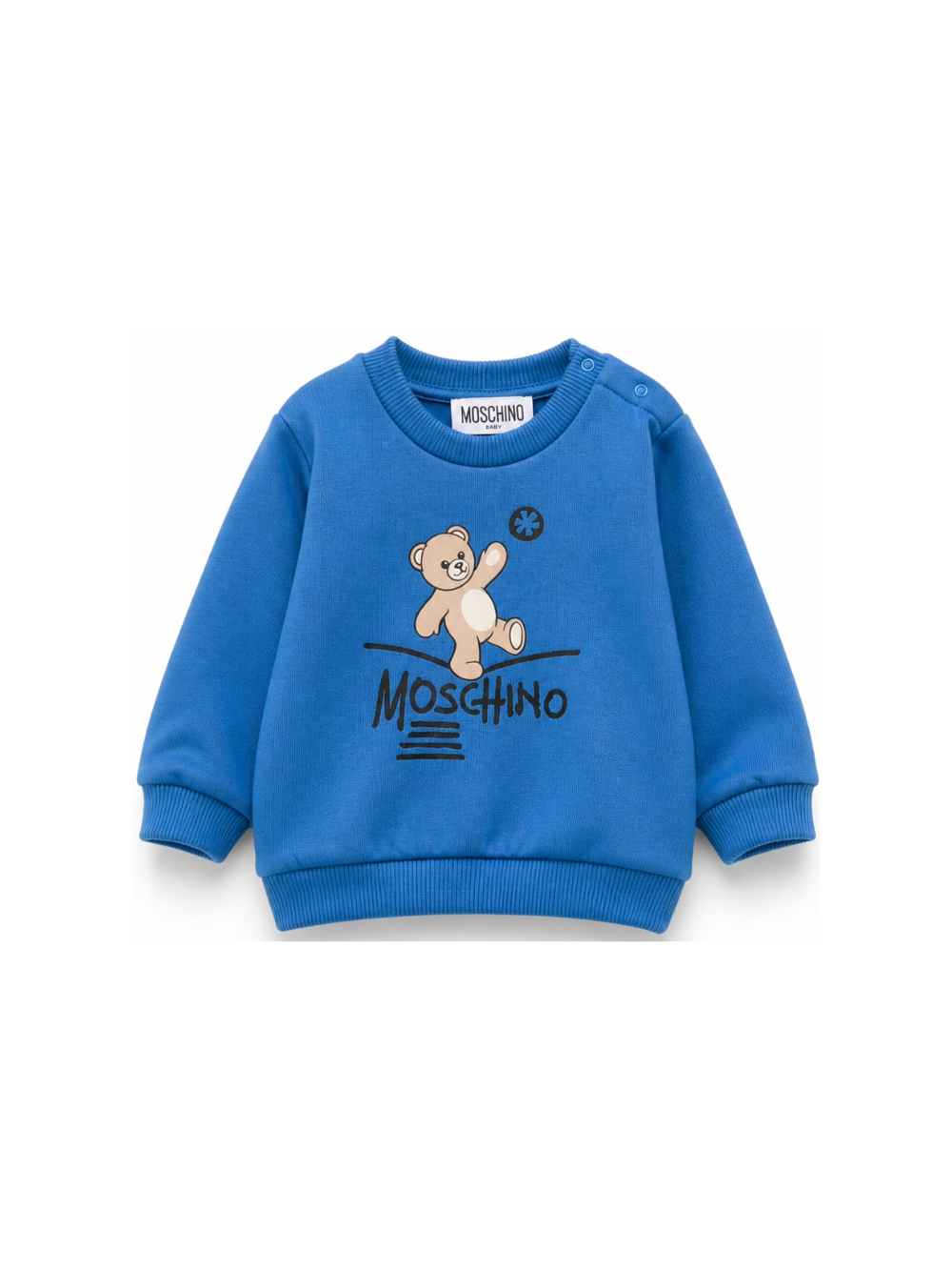 Felpa per neonato Moschino Kids blu con motivo Teddy Bear MVF060LCA83 40157 MOSCHINO KIDS 