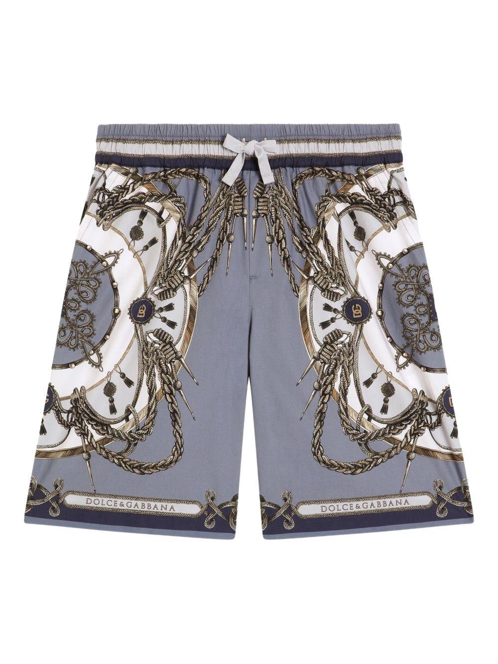 Shorts per bambino Dolce & Gabbana Kids grigi con design a fantasia L43Q47 FI5NQ HT5XB DOLCE & GABBANA KIDS 