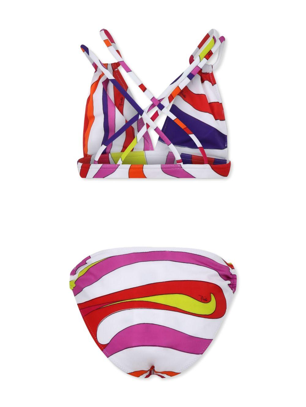 Bikini per bambina Emilio Pucci Junior multicolor con dettaglio con ruches e design classico PWCA29 J0281 101AR EMILIO PUCCI KIDS 