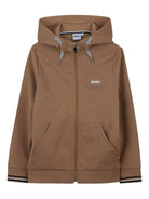 Tuta sportiva per bambino BOSS Kidswear marrone con cappuccio e zip J52399 269 BOSS KIDS 