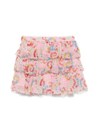 Gonna con stampa floreale per bambina Versace Kids rosa con cerniera 10191141A13297 5PC00 VERSACE KIDS 