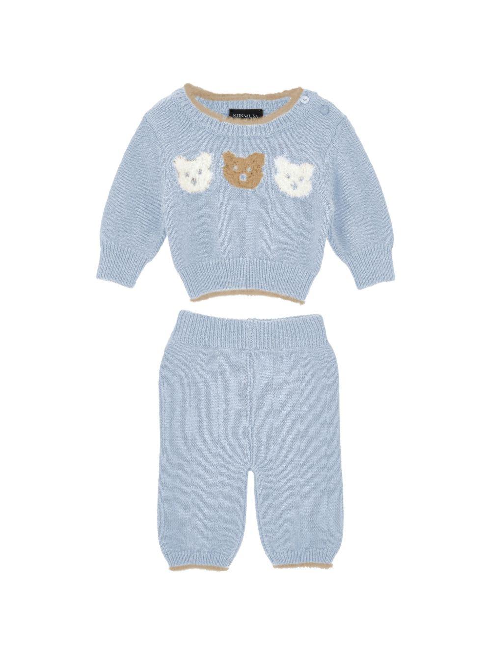 Completo per neonata Monnalisa Kids azzurro con intarsio Teddy Bear 22H505 8060 0052 MONNALISA KIDS 