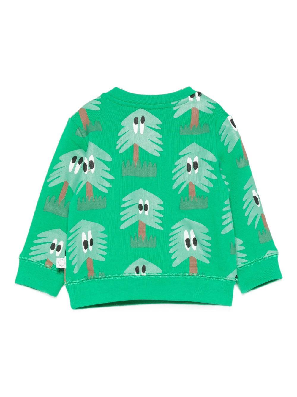 Felpa per neonato Stella McCartney Kids verde con stampa alberelli TX4600 Z3161 712MC STELLA McCARTNEY KIDS 