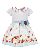 Abito per neonata Monnalisa bianco con stampa fragole 31G919 7642 9944 MONNALISA KIDS 