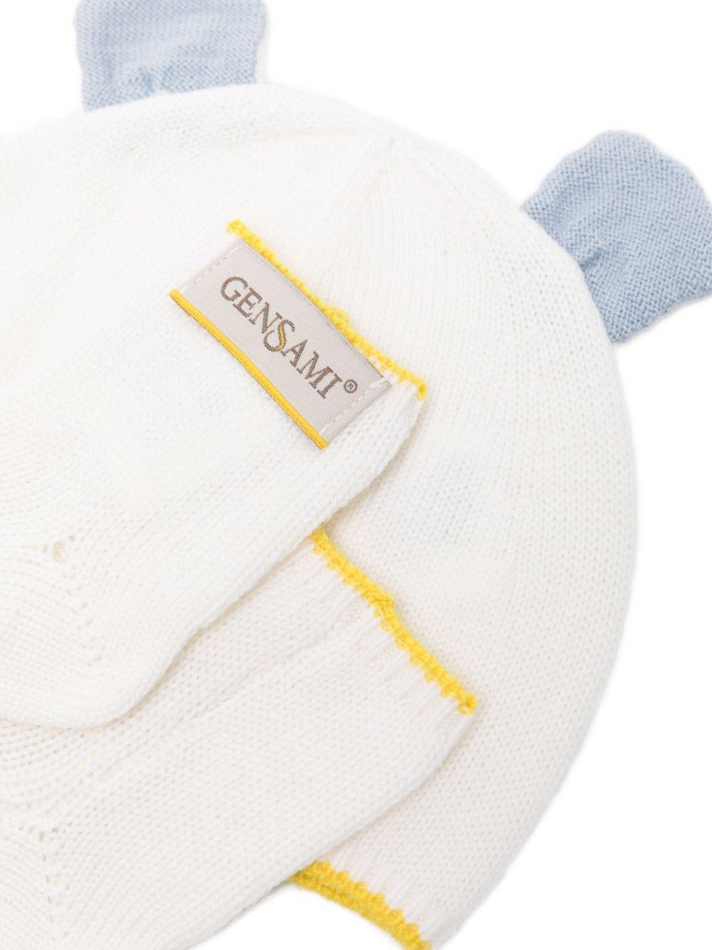 Berretto e calzini per neonati Gensami Kids bianco con bordo a contrasto (2 pezzi) SET-ALP-WE WHITE-BLUE GENSAMI KIDS 
