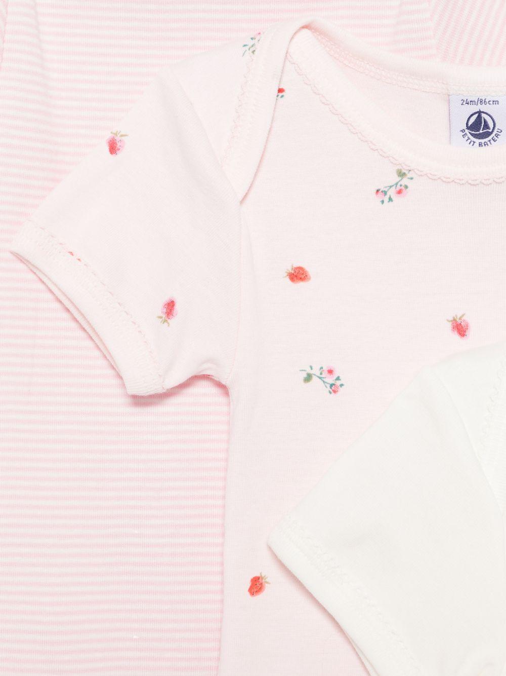 Set di tre tutine per neonata Petit Bateau rosa con fantasie diverse A0FOU 00 PETIT BATEAU 
