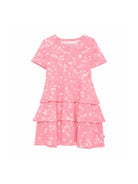 Abito per bambina Mini Rodini rosa con stampa a stelle all-over 26250104 PINK MINI RODINI KIDS 