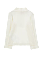 Maglione per bambina Monnalisa Kids beige con pettorina con ruches 37H617 8212 0001 MONNALISA KIDS 