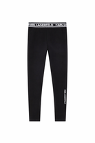 Leggings per bambina Karl Lagerfeld Kids nero con rifinitura con logo Z31128 09B KARL LAGERFELD KIDS 