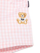 Shorts a quadretti per neonato Moschino Kids rosa con tasche posteriori MMQ00RLME05 85010 MOSCHINO KIDS 