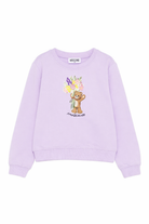 Felpa per bambina Moschino Kids viola con stampa orsetto sul davanti HLF02MLDA00 51683 MOSCHINO KIDS 