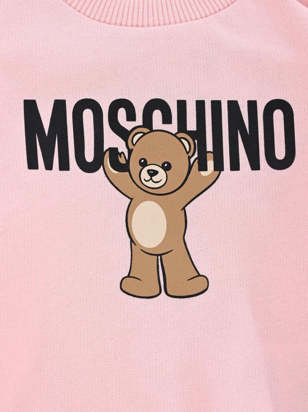 Felpa per neonata Moschino Kids rosa con logo Teddy Bear MNF060LCA40 50209 MOSCHINO KIDS 