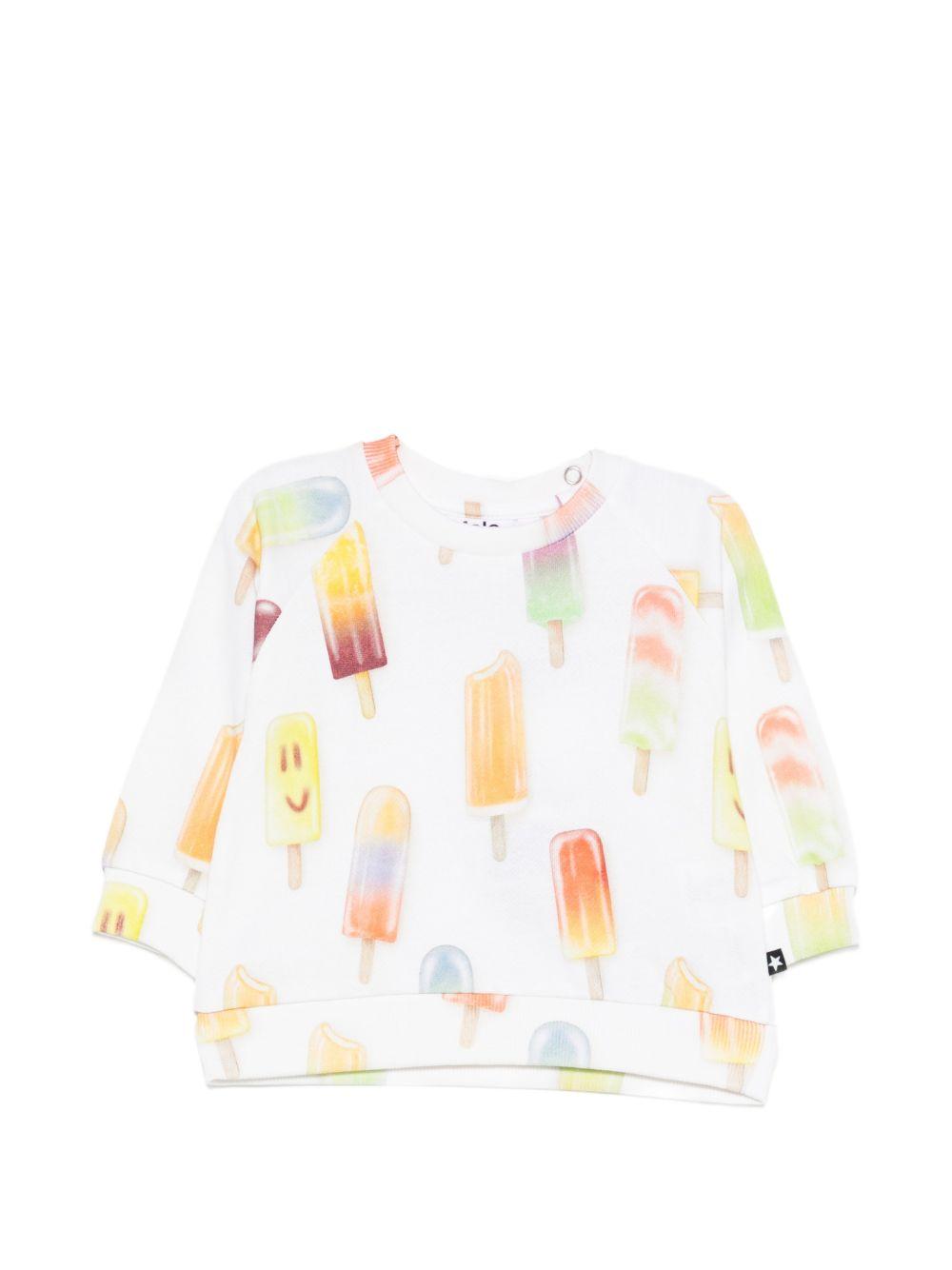 Felpa per neonati Molo bianca con motivo a dischi 6S26J203 9561 MOLO KIDS 