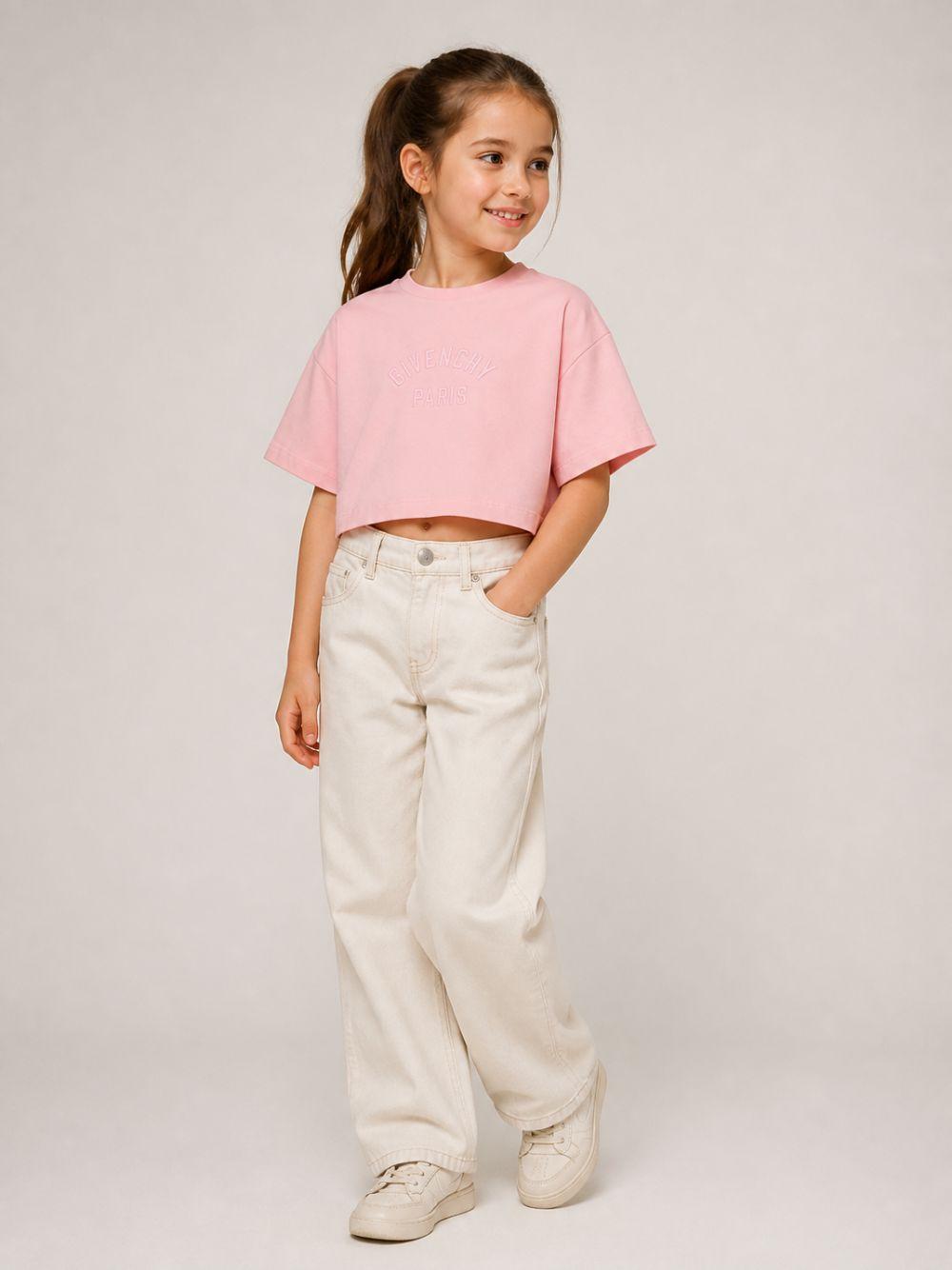 T-shirt per bambina Givenchy Kids rosa con taglio crop H31559 46G GIVENCHY KIDS 