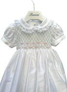 Abito per neonata Baroni bianco in tulle con colletto in pizzo 10904 SALVIA BARONI 