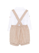 Set camicia con salopette per neonato Colorichiari beige a righe (3 pezzi) MN308408 4896 27 COLORICHIARI KIDS 