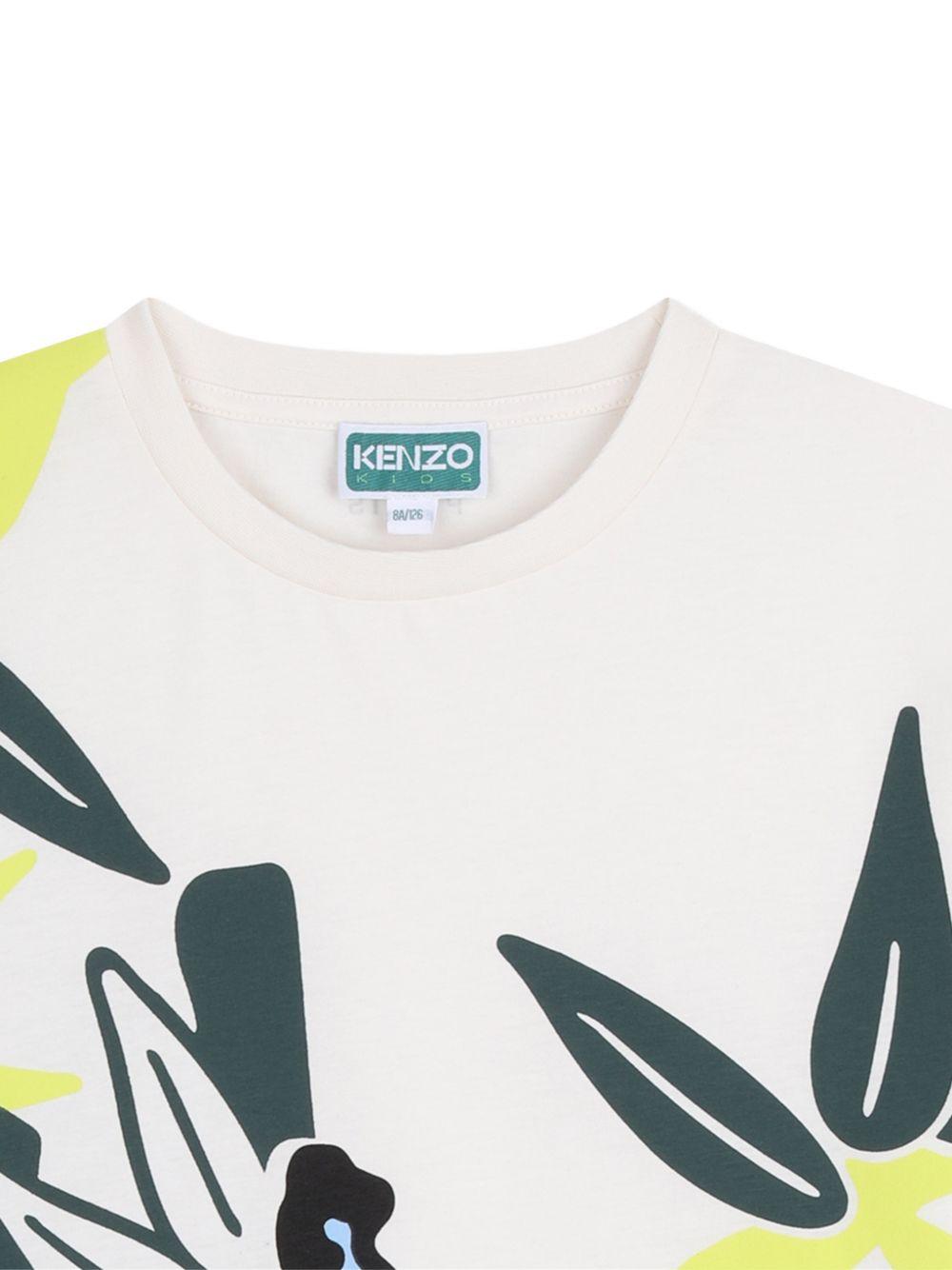 T-shirt per bambino Kenzo Kids bianca con stampa grafica elefante K61885 117 KENZO KIDS 