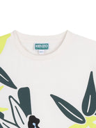 T-shirt per bambino Kenzo Kids bianca con stampa grafica elefante K61885 117 KENZO KIDS 