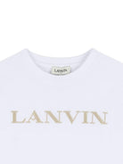 T-shirt per bambino Lanvin Enfant bianca con logo ricamato N30360 10P LANVIN KIDS 
