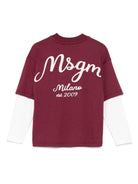 T-shirt per bambino MSGM Kids bordeaux con maniche a contrasto F5MSJBTH257 MS034 MSGM KIDS 