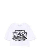 T-shirt per bambina MSGM Kids bianca con stampa logo sul davanti S6MSJGTH128 001 MSGM KIDS 