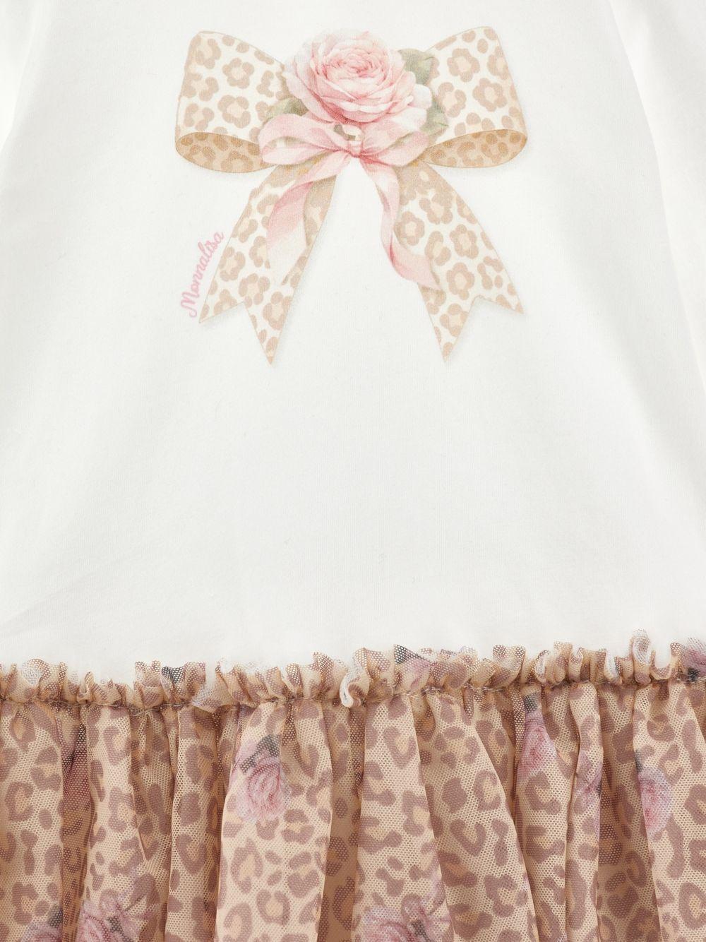 Abito per neonata Monnalisa Kids bianco con stampa grafica animalier 39H900 8002 0180 MONNALISA KIDS 