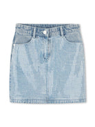 Minigonna con paillettes per bambina Dkny Kids blu con vita media D62259 Z04 DKNY 