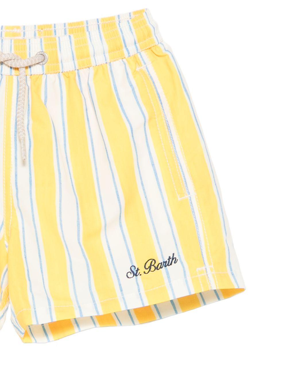 Costume da bagno Syros Jr. per bambino MC2 Saint Barth Kids bianco e giallo con motivo a righe SYR0002 04049L MC2 ST. BARTH KIDS 