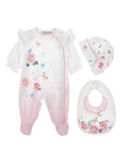 Set neonata Monnalisa bianco con stampa a fiori 35G504 7000 9990 MONNALISA KIDS 