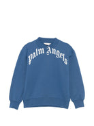Felpa per bambino Palm Angels Kids blu con stampa grafica PBBA012S26FLE001 060 PALM ANGELS KIDS 