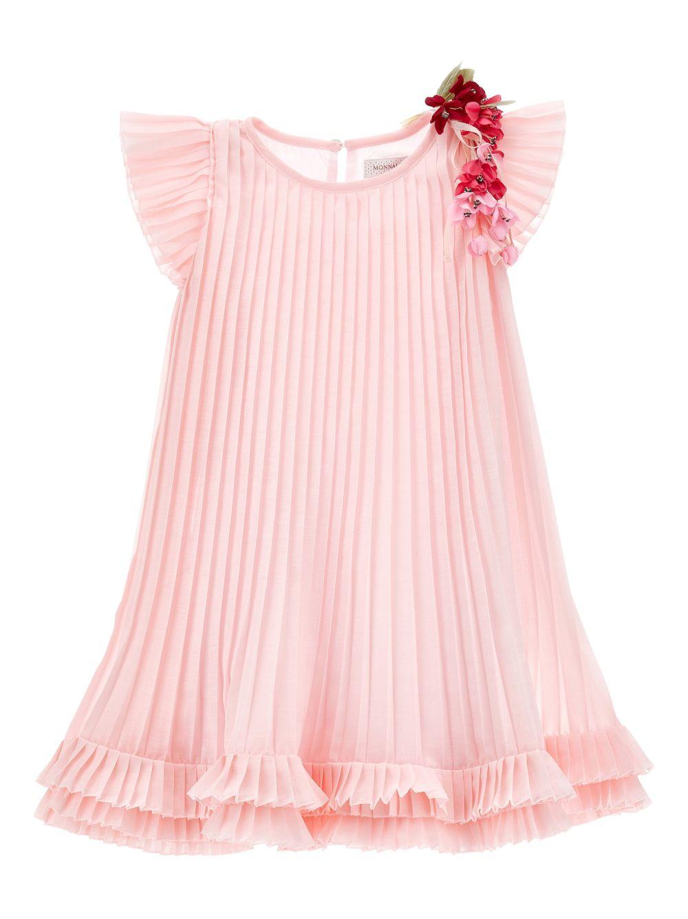 Abito per bambina Monnalisa rosa con applicazione a fiori 71G909 7364 0091 MONNALISA KIDS 
