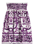 Gonna per bambina Dolce & Gabbana Kids viola con stampa maiolica L55I64 FI5JG H15DQ DOLCE & GABBANA KIDS 