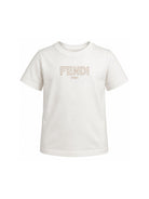 T-shirt per bambini Fendi Kids bianca con logo ricamato sul davanti JUI159 7AJ F1PCP FENDI KIDS 