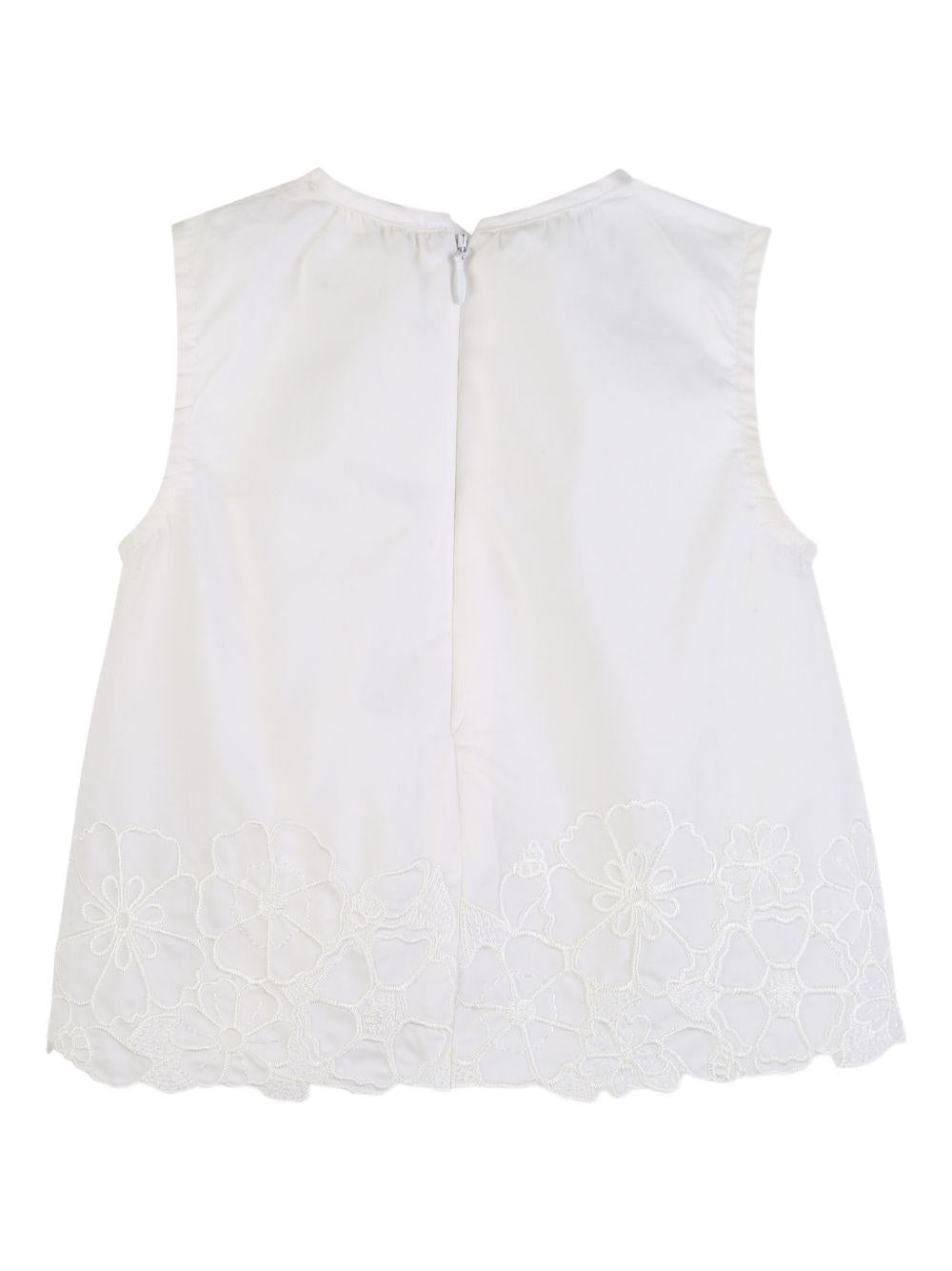 T-shirt per neonata Chloé Kids bianca con applicazioni floreali C20894 117 CHLOE' KIDS 
