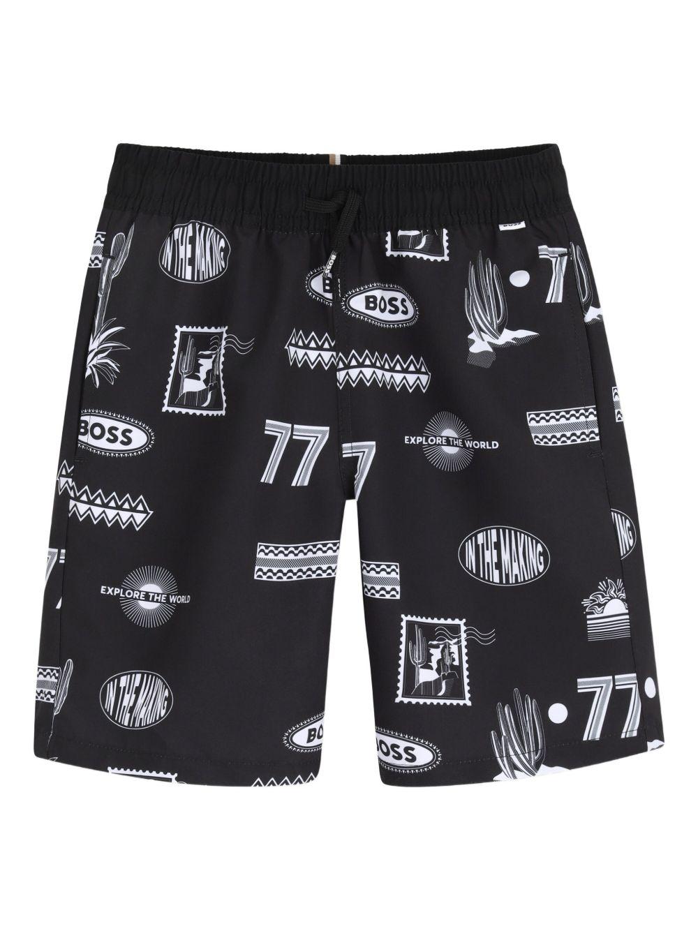 Costume per bambino Boss Kids nero con stampa grafica all-over J52905 09B BOSS KIDS 