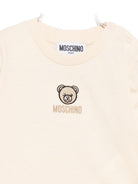 T-shirt per neonati Moschino Kids beige con motivo Teddy Bear ricamato M9O00RLAA10 20404 MOSCHINO KIDS 